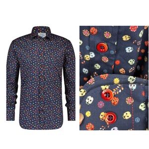 A FISH NAMED FRED Mexican skulls button up shirt SMALL